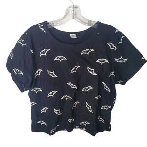La Luna Crop Black Bat Tee, NWOT, XL